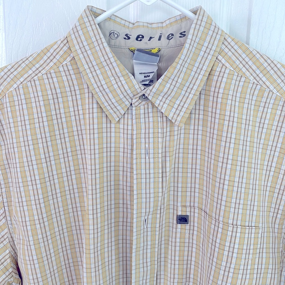 THE NORTH FACE A5 series half sleeve yellow plaid shirt EUC M